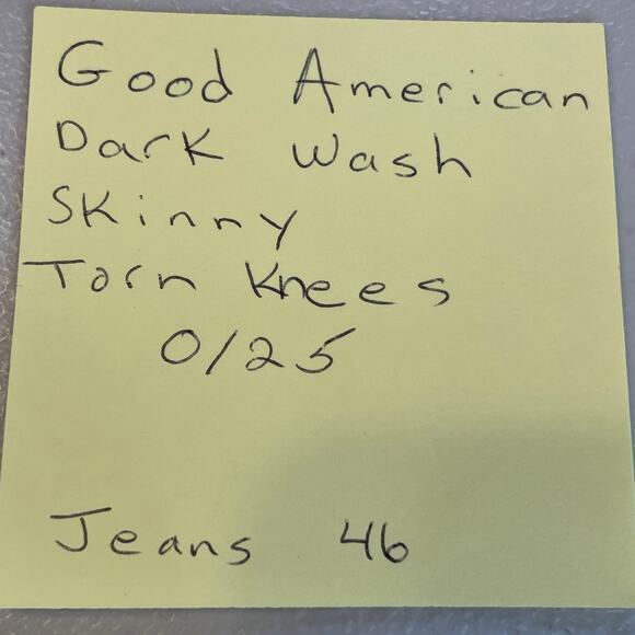 Good American Good Legs Blue Denim Dark Wash Torn Knees Skinny Leg Jeans 0/25 - Picture 10 of 10